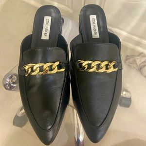 Steve Madden, black leather mules, size 10